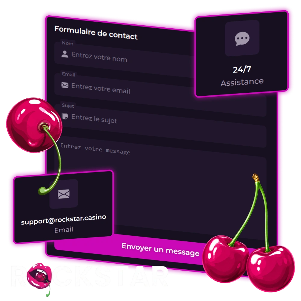 Contactez le service client de Rockstar Casino par chat en direct ou par e-mail.