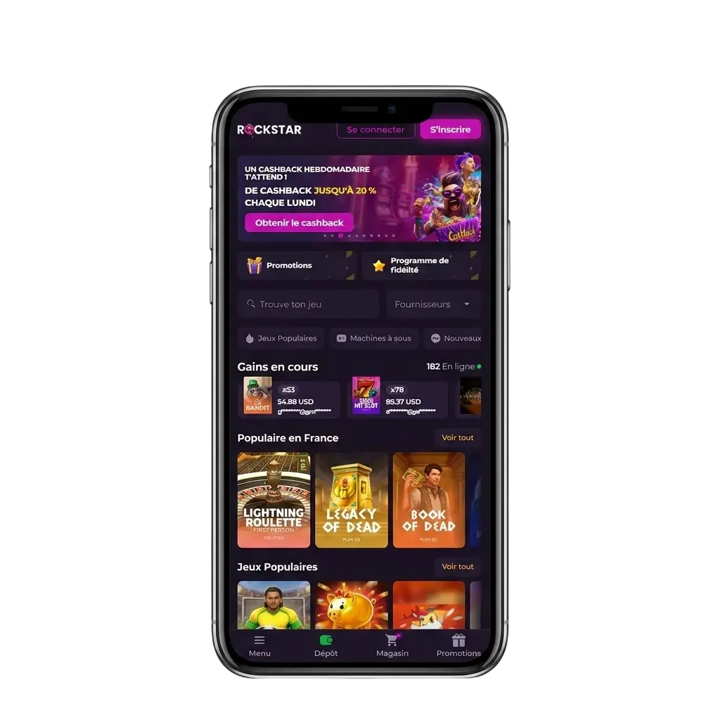 Application Rockstar Casino sur Android et iOS